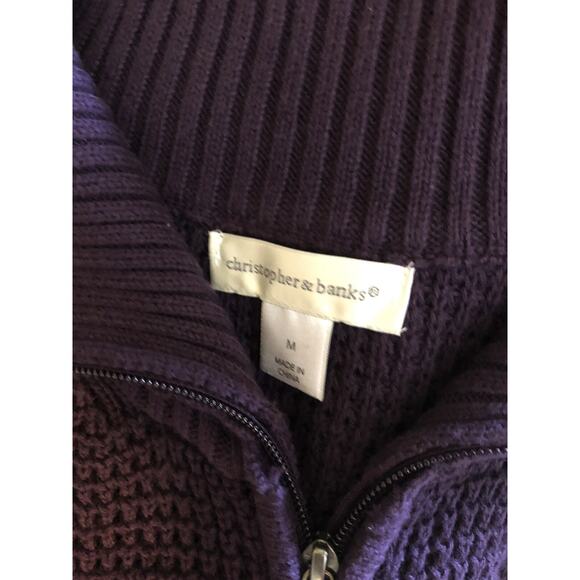 Christopher Banks Sweater Vest M Purple Zip Front Sleeveless Convertible Collar - Picture 4 of 5